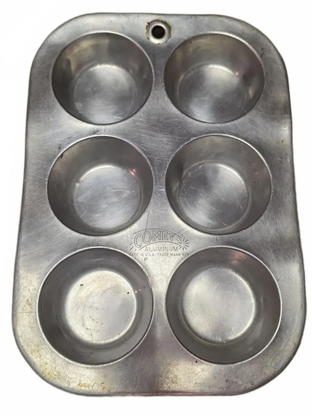 Vintage Comet Aluminum 6 Cup Muffin Pan Cupcake Tin USA MCM